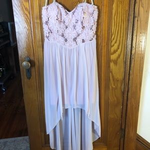 Light pink hi low strapless dress